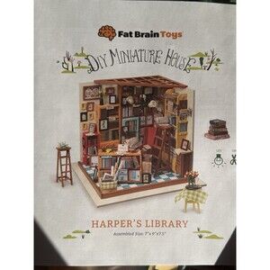 Fat Brain Toys DIY Miniature House Model Kit Harper’s Library New In Box